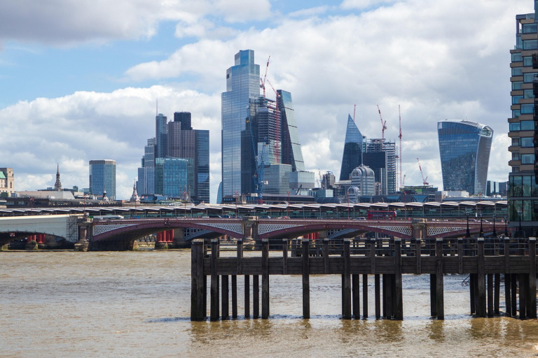 london skyline modern apartments thames
